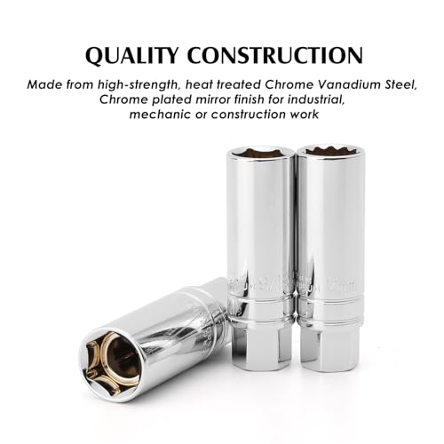 Image of 5PCS 3 /8 inchDrive Magnetic Spark Plug Socket Set, CR-V, 14mm, 16mm, 5 /8-inch, 3 /4-inch and 13 /16-inch, 6 Point & 12 Point