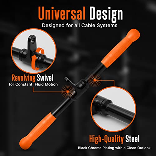 Squatz Lat Straight Pull Down Bar - Non-Slip Handles Cable Attachment With Revolving Swivel, Fit Nicely For All Cable Machine Systems, For Muscle Building, Exercises Triceps Back Muscles #TOP2