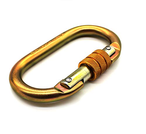 Mosquetão SideUp Aço Oval Trava Rosca 25KN CE EN NBR Zincado Amarelo