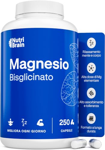 Magnesio Bisglicinato 2.000mg - Dose XXL (250 Capsule) | Forma Chelata: Sonno Ristoratore, Energia, Supporto Osseo e Muscolare, Concentrazione | Alta Biodisponibilità, Senza Effetti Lassativi