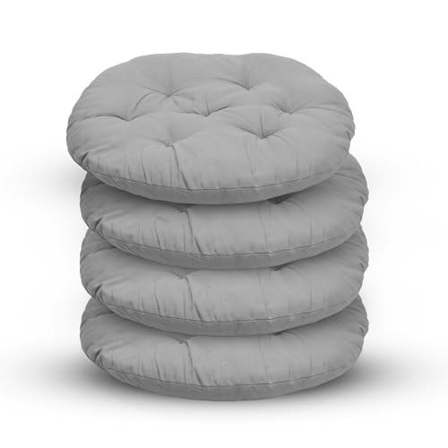 RANJIMA Juego de 4 cojines redondos para silla, diámetro de 40 cm, redondos, exteriores, interiores, para comedor, salón, estudio, jardín, cojín acolchado