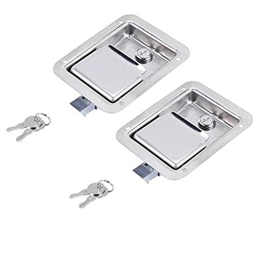 Hausdec Hardware 2 Pack Stainless Steel Paddle Latch With Lock & Key - Flush Single Point Handle For Door Trailer RV