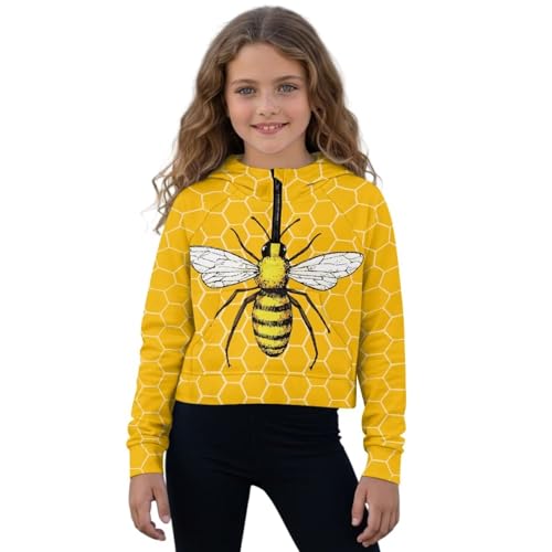 Sweat demi-zip fille pour l'école et le sport motif abeille jaune 9-10 ans
