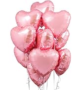 Pink Heart Balloons for Party, 18 Inch - Heart Balloon Foil | Foil Pink Heart Shaped Balloons | V...