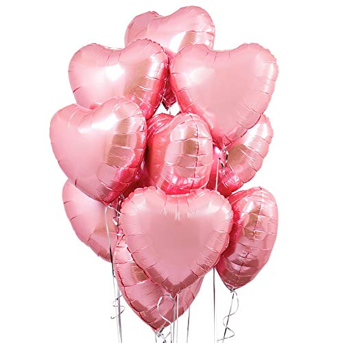 Image of KatchOn, Light Pink Heart Balloons Foil- 18 Inch, Pack of 10 | Heart Shaped Balloons for Pink Galentines Day Decorations | Valentines Day Decorations | Romantic Decorations Special Night