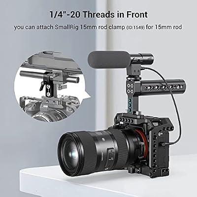 SMALLRIG Maniglia Superiore Aggiornata Per Gabbie Fotocamera – Modello 1638C Con Attacchi 1/4” E 3/8” E Slitta Cold Shoe