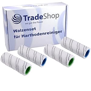 Trade-Shop 4in1 Mikrofaser Walzenset Reinigigungswalze Reinigungsbürste Grau kompatibel mit Kärcher FC 3, FC 3D, FC 5, FC 7 Cordless Hartbodenreiniger