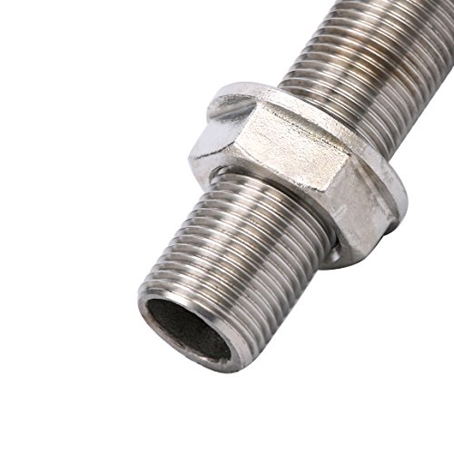 Amarine-Made Straight Thru-Hull Valve Fitting Fully Threaded Stainless Steel 316 Boat Thru Hull For 3/8-Inch Interior Diameter Hose Thru Drain Boat Hose #TOP3