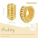 Fcebsty 18K Gold Filled Earrings Unique Hypoallergenic Chunky Huggie Whorl Hoop Earrings for Women Whorl Statement Gold Hoop Earrings for Women