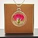 Red Rose Flowers Natural Rosa Pendant 18k Gold Plated Necklace for Women Handmade Love Romantic
