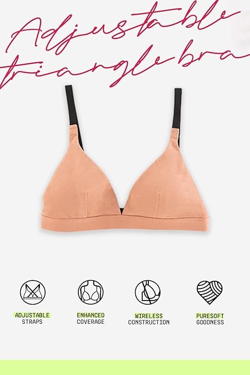 Image of &Circus PureSoft True Fit Triangle Non Padded Bra for Women | Deep Neck Plunge Bra for Women | Triangle Low Coverage Bra
