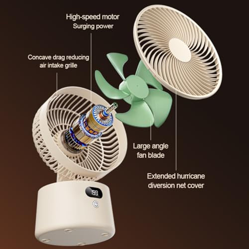 Ventilateur de table sans fil pour petits espaces ventilateur mural blanc 90°