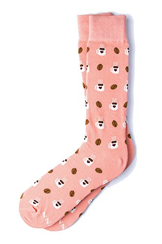 Alynn Men's Hipster Designer But First, Coffee & Beans Novelty Crew Dress Socks