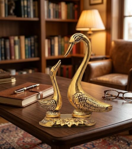 Image of KridayKraft Love Birds Swanset Pair of Kissing Duck Metal Statue,Love for Romantic Gift to Boyfriend,Girlfriend,Decor Your Home,Office,Showcase,Animal Showpiece Figurines.