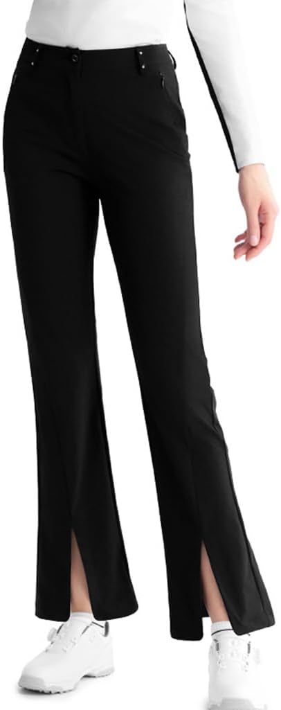 Women's Golf Pants Lightweight High Waist Stretch Bootcut Office Slacks with Slit Trouser Legs