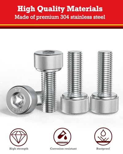 YOOPIN 60 Stück M6 x 10mm Innensechskant Schrauben, DIN912 M6 Inbusschrauben Edelstahl A2 V2A, Zylinderschrauben mit Sechskantschlüsseln, Zylinderkopfschrauben für Möbel und Heimwerkerarbeiten