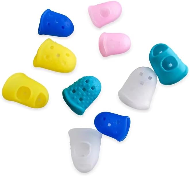 30pcs Guitar Finger Fingertip Protectors, Finger Cots (Blue, Extra Large)