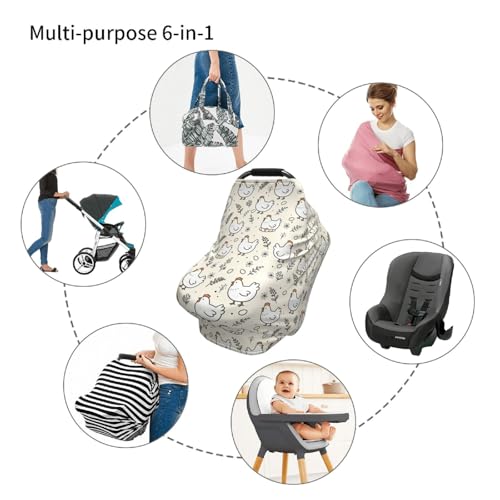 Image of Chicken Hen Egg Baby Stuff Car Seat Cover for Baby,Mom Nursing Breastfeeding Covers,Multi-Use Car Seat Canopy Carrier Cover,Stroller Cover Newborn Shower Gift for Boys Girls