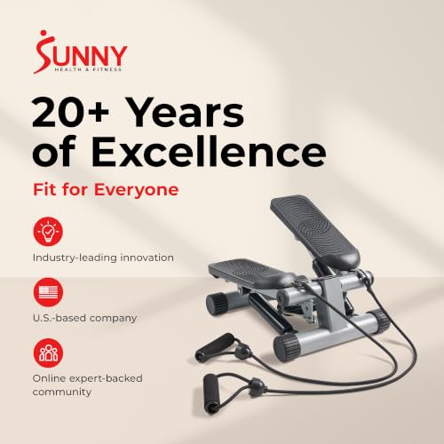 Sunny Health & Fitness Mini Stair Stepper with Resistance Bands for Cardio - image 8