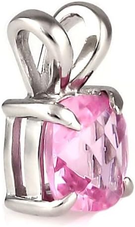 Preslie: 3.25ct Cushion-cut Simulated Pink Sapphire Solitaire Pendant 925 Sterling Silver, 0006