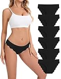 Medaling Seamless Underwear for Women No Show Wave Edge Hipster Bikini Low Rise Cheeky Breathable Comfortable Soft Panties 6 Pack (B, Small)