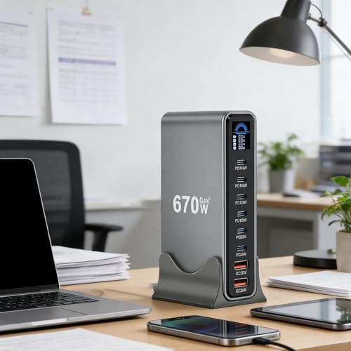 Station de charge rapide 670W USB Type C écran LCD pour PC
