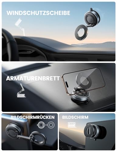 Lamicall Magnetischer Handyhalterung Auto für Magsafe Autohalterung - [TOP Vakuum Saugnapf & 24X Magnete] Mag Safehalterung Auto Handy Halterung, 360° Drehbar KFZ Halter für iPhone 17 16 15 14 Pro Max 2
