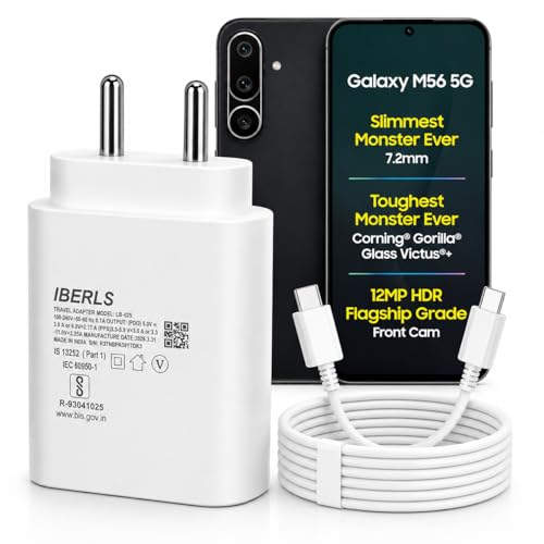 Image of 25W Pd 3A Type-C Super Fast Charging Adapter with 1M Type C Cable for Galaxy M56 /M17 /M17e /M06 /M36 /M07 /M16 /M55s / M05 /M15 /M35 /M55 /Tablet /Galaxy Watch- Charge Your Device with 25 Watt USB C Fast Charger