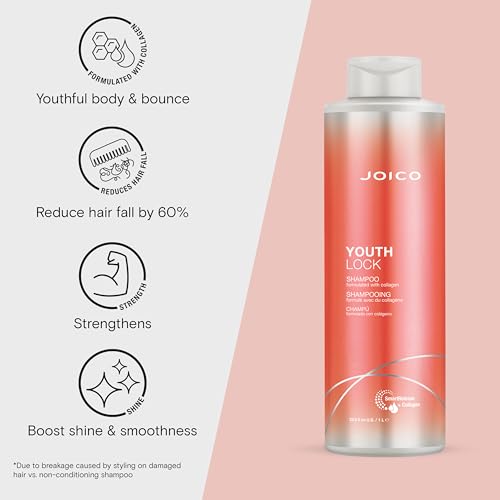 Joico YouthLock Shampoo and Conditioner Formulated With Collagen | Youthful Body & Bounce | Reduce Breakage & Frizz | Soften & Detangle Hair | Boost Shine | Sulfate Free | With Arginine - Thumbnail 3