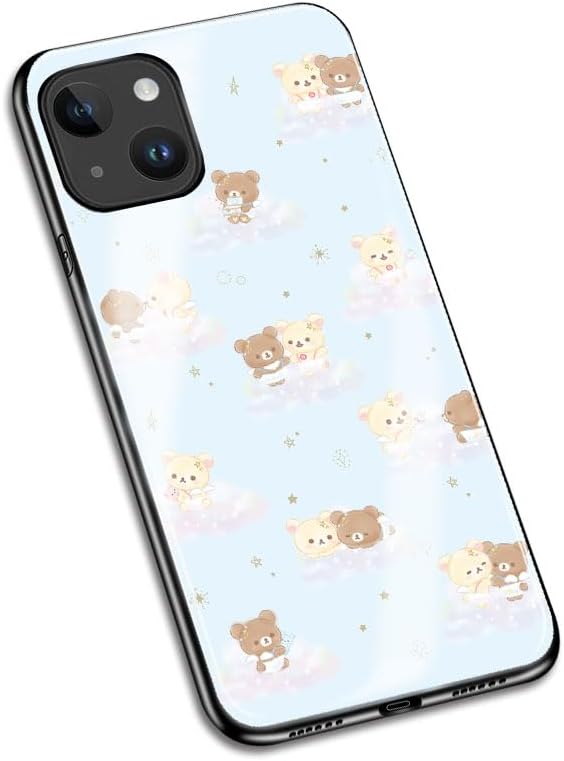 Smartphone Case, iPhone 16 Case, Rilakkuma, Mobile Case, for iPhone 15, iPhone 14, iPhone 13, iPhone 12, iPhone 11, Tempered Glass, Compatible with All Models, Shockproof, Cute, Mobile Case, Thin