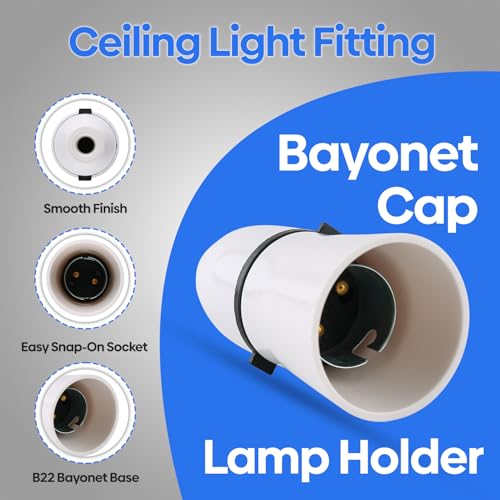 Bayonet Cap Ceiling Lamp Bulb Holder T2 Cord Grip for use with Light Bulb Bayonet Light Pendant Un-Switched Light Fitting Holder (White) - Image 3