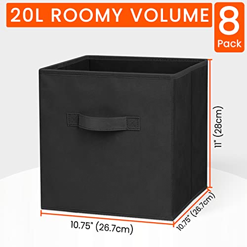 Storage Cubes, 11 Inch Cube Storage Bins (Set Of 8), Fabric Collapsible Storage Bins With Dual Handles, Foldable Cube Baskets For Shelf, Closet Organizers And Storage Box (Black) #TOP1