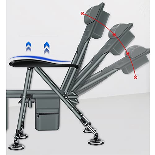 Portable Beach Chair Vissen Stoel Multifunctionele Wilde vouwende fauteuil met kussen for reizen Camping Beach All-Terrain Chaise Lounge Seat Folding Chairs (Color : Gray with fishing chair bag) - Image 5