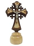 Muy resistente e irrompible IndiaBigShop Madera pequeña Cruz de Jerusalén, madera de olivo.Cruces de pared para el hogar, cruces para decoración del hogar, amada,