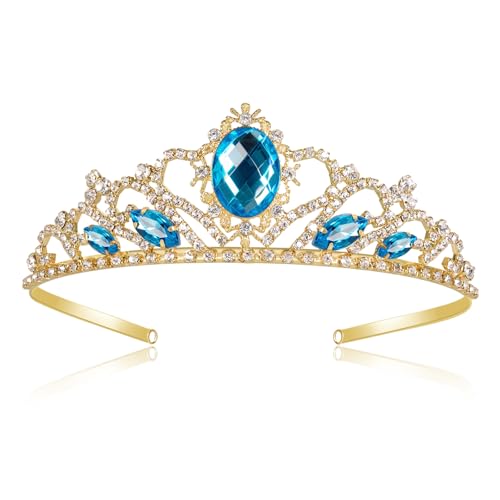 HQURNET Elsa Crown Winter Birthday Crown Blue Crown Headband Princess Dress Up Accessories for Christmas Party Cosplay