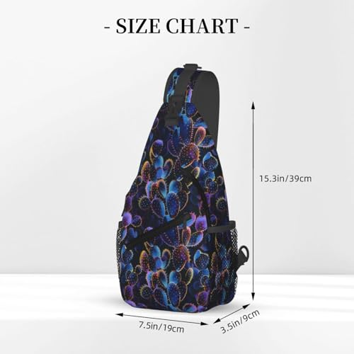 Neon Glowing Cactus Flowers Cross Chest Bag Large Capacity Bag Travel Hiking Crossbody Bag Daypack for Women Men2