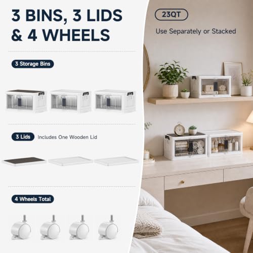 Image of OlarHike 23QT Storage Bins with Lids for Closet, Office, Dorm, 3 Pack