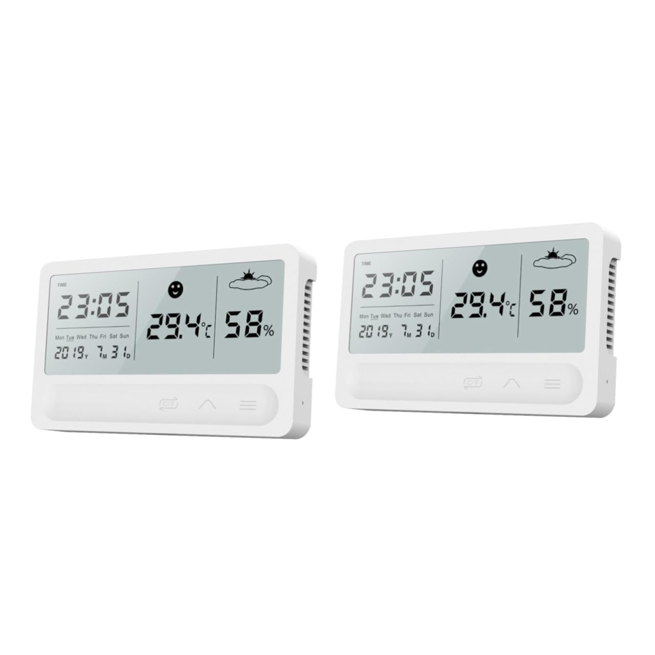 SUPVOX 2 Pièces Mètre De Température Et D'humidité Thermomètre Portatif Thermomètre D'intérieur De Charge Compteur De Température Numérique Rotin Toucher Blanche Surveiller