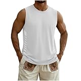 Sdeycui Men Sleeveless Tank Top Comfy Crewneck Fashion Tshirts Hiking Casual Summer Solid Color Loose Gym Blouses White