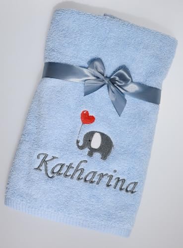 Generisch ★ Handtuch mit Namen und Motiv Bestickt ★ Duchtuch ★ Geschenk ★ Badetuch ★ 500 g/m2 ★ (70 x 140 cm, Hellblau)