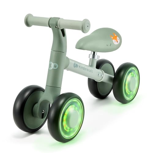 Kinderkraft Cutie Flash Laufrad, Lernlaufrad, Kinderlaufrad, Lauflernrad ohne Pedale, Räder mit LED-Lichtern, Modernes Design, Sichere Konstruktion, für Kinder ab 1 Jahr, Grün