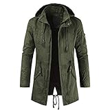 Mens Long Hoodie Jacket Leisure Fashion Simple Comfortable Cargo Coat Army Green