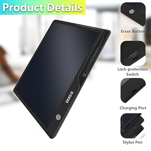 Image of LCD Writing Tablet for Kids 16 Inch, Toys for Girls Boys Drawing Pad for 3 4 5 6 7 8 Year Old Kid, Toddler Rechargeable Doodle Board Travel Essentials for Children (Black)