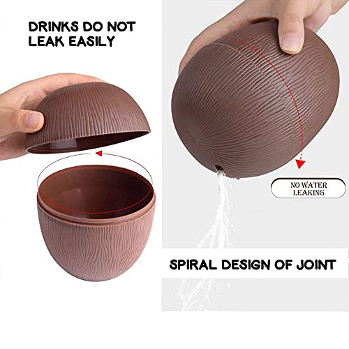 Futureplusx Coconut Cups, 12Pcs Tropical Plastic Coconut Drinking Cups With Hibiscus Flower Straws Lids, Hawaiian Luau Tiki Or Summer Beach Themed Party Decorations For Kids Adults #TOP2