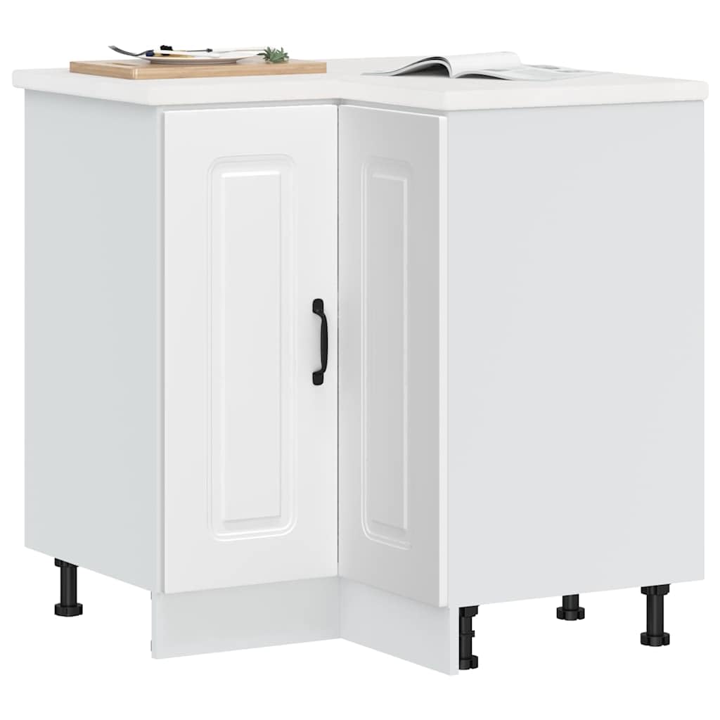 Eckunterschrank mit Tür Küchenzeile Sideboard Küche Organizer Geräumiger Küchenschrank mit Viel Stauraum Aufbewahrungsschrank Weiß 75,5x75,5x81,5 cm Holzwerkstoff