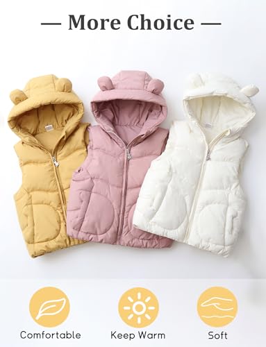 Happy Cherry - Bébé Gilets en Duvet Hiver à Capuche pour Garçon Fille Veste Doudoune sans Manches Enfant Gilets Matelassé Tout-petit Manteaux pour Printemps Automne - 1-2 Ans - Blanc – vue 5