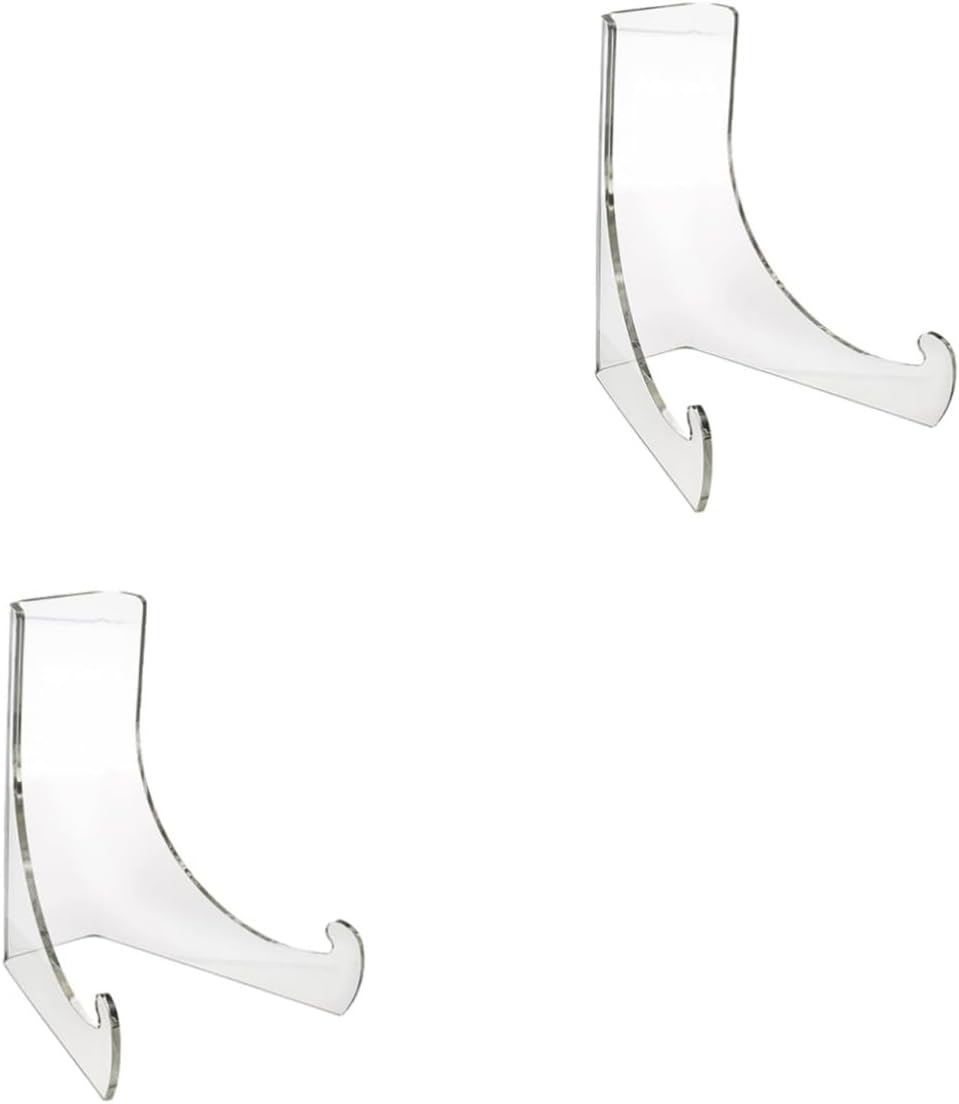 2pcs Acrylic Plate Display Rack Elegant Stand for Home Mall Lightweight Organizer for Plates Items for Showcases Countertops