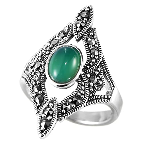 Bague rétro avec agate verte en argent sterling : le choix antibactérien