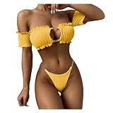 Micro Bikini Extreme Bathing Chain Women's Cut Bikini Ruffle High Metal Swimwear Bikinis Bandeau Set