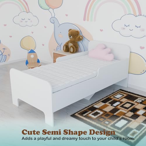 Image of VIKI Kids Single Bed for Bedroom, Children Bed Cot for Boys & Girls, Strong & Durable Bed Frame, Safe & Comfortable Design, Modern Style (187 L x 96 W x 80 H cm), Frosty White, 1 Year Warranty